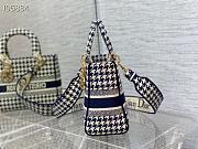 DIOR | Medium Lady D-lite Bag Blue Houndstooth Embroidery M0565 - 24cm - 4