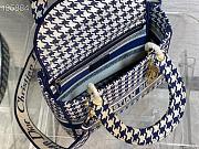 DIOR | Medium Lady D-lite Bag Blue Houndstooth Embroidery M0565 - 24cm - 3