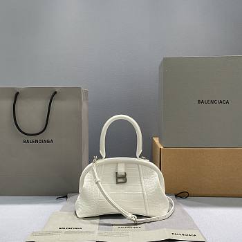 Balenciaga | Editor Small Bag Crocodile Embossed In White - 27cm