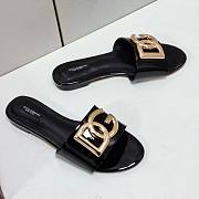 Dolce & Gabbana | Shiny Leather Black Slippers With DG Logo - 1