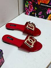 Dolce & Gabbana | Shiny Leather Red Slippers With DG Logo - 3