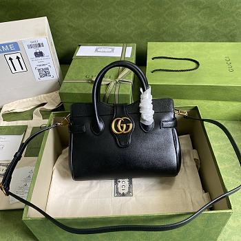 GUCCI | Small Black Top Handle Bag Black With Double G - 658450 - 25.5*20*10.5cm