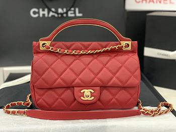 CHANEL | Handle Flap Bag Red Calfskin - 23*20*8cm