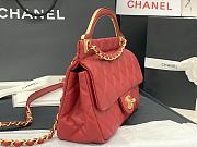 CHANEL | Handle Flap Bag Red Calfskin - 23*20*8cm - 5