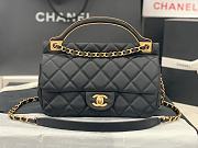 CHANEL | Handle Flap Bag Black Calfskin - 23*20*8cm - 1