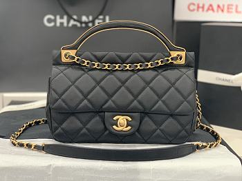 CHANEL | Handle Flap Bag Black Calfskin - 23*20*8cm