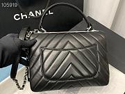 CHANEL | Flap Bag With Top Handle Black Calfskin - 25cm - 3