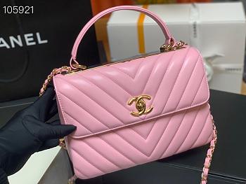 CHANEL | Flap Bag With Top Handle Pink Calfskin - 25cm