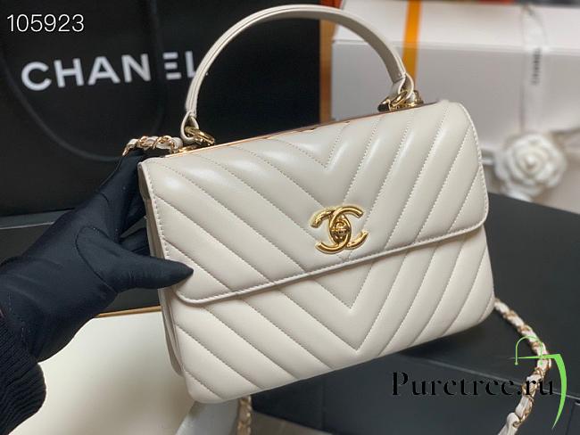 CHANEL | Flap Bag With Top Handle White Calfskin - 25cm - 1