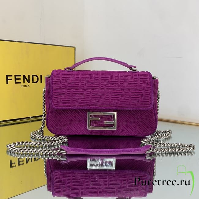 FENDI | Midi Baguette Chain Purple FF Fabric Bag - 24cm - 1