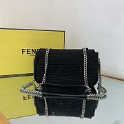 FENDI | Midi Baguette Chain Black Fabric Bag - 24cm - 2