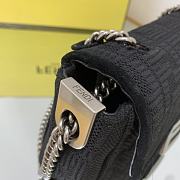 FENDI | Midi Baguette Chain Black Fabric Bag - 24cm - 3