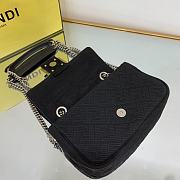 FENDI | Midi Baguette Chain Black Fabric Bag - 24cm - 4