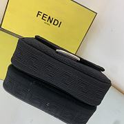 FENDI | Midi Baguette Chain Black Fabric Bag - 24cm - 5