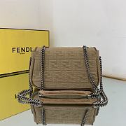 FENDI | Midi Baguette Chain Beige Fabric Bag - 24cm - 6
