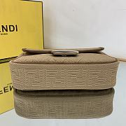 FENDI | Midi Baguette Chain Beige Fabric Bag - 24cm - 5