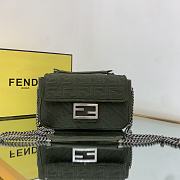 FENDI | Midi Baguette Chain Green Fabric Bag - 24cm - 1