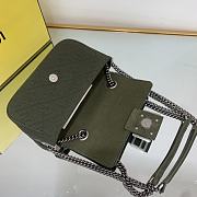 FENDI | Midi Baguette Chain Green Fabric Bag - 24cm - 5