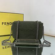 FENDI | Midi Baguette Chain Green Fabric Bag - 24cm - 4