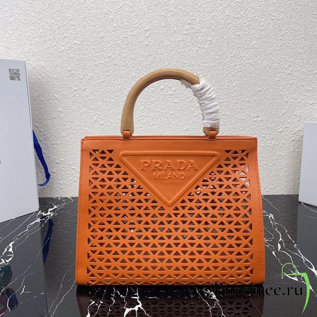PRADA | Hollows Tote Bag With Handle Orange 1BG405 - 30cm - 1