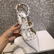 VALENTINO Rockstud Ankle Strap Pump All White Smooth Leather 10cm - 4