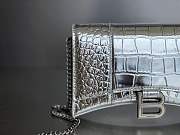 Balenciaga | Hourglass Wallet On Chain Silver Shiny Crocodile Embossed Leather - 3