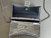 Balenciaga | Hourglass Wallet On Chain Silver Shiny Crocodile Embossed Leather - 5