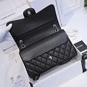 CHANEL | Classic Flap Bag Black Caviar Leather Silver Hardware A01112 - 25cm - 6