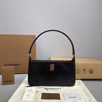 BURBERRY | Leather TB Shoulder Bag Black - 28cm