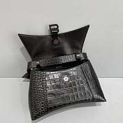Black Medium Shoulder Bag, Pear Gardens Faux Croc