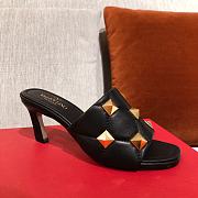 VALENTINO | Stud Slide Sandal In Black - 6.5cm - 3