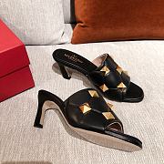 VALENTINO | Stud Slide Sandal In Black - 6.5cm - 6