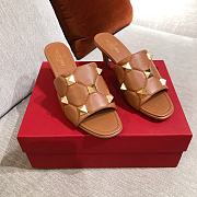 VALENTINO | Stud Slide Sandal In Brown - 6.5cm - 1