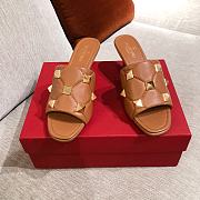 VALENTINO | Stud Slide Sandal In Brown - 6.5cm - 4