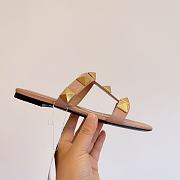 VALENTINO | Flat Stud Slide Sandal In Beige - 6