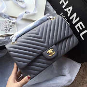 Chanel Classic Chevron Flap Bag Grey 25cm - 1