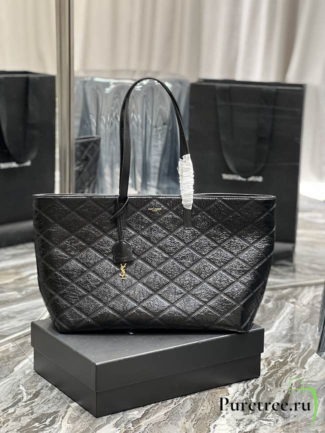 YSL | Shopping Tote Bag Black Leather - 38 x 28 x 13cm - 1