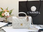 CHANEL | Handle Flap Bag White Lambskin With Charm - 20 x 13 x 9cm - 1