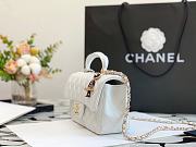 CHANEL | Handle Flap Bag White Lambskin With Charm - 20 x 13 x 9cm - 6