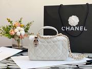 CHANEL | Handle Flap Bag White Lambskin With Charm - 20 x 13 x 9cm - 4
