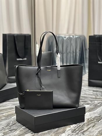 YSL | Shopping Tote Bag Black Smooth Leather - 38 x 28 x 13cm