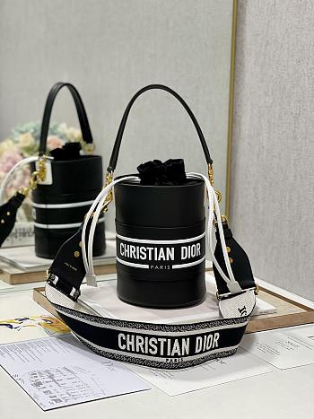 DIOR | Small Vibe Bucket Bag Black Calfskin M8703 - 18 x 14 x 14cm
