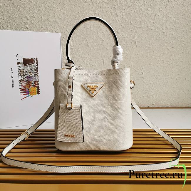 PRADA | Medium Saffiano White Leather - 17 x 18 x 10.5cm - 1