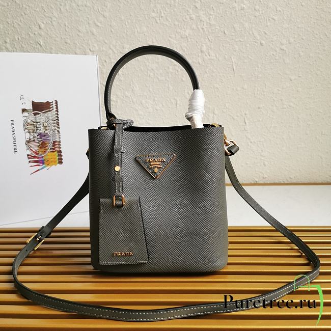 PRADA | Medium Saffiano Gray Leather - 17 x 18 x 10.5cm - 1