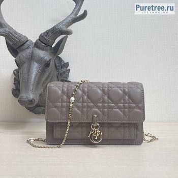 DIOR | Lady Chain Pouch Taupe Lambskin - 19.5 x 12.5 x 5cm