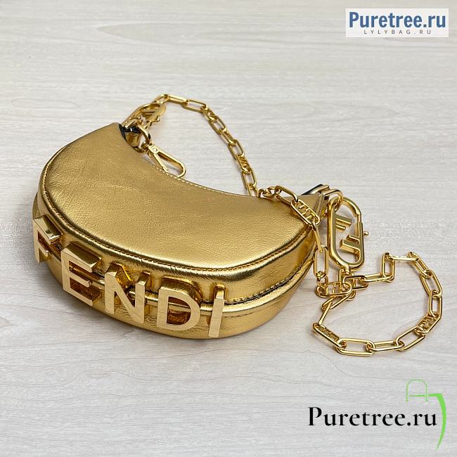FENDI | Fendigraphy Gold Laminated Leather Bag 7AS089 - 16.5cm - 1