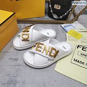 FENDI | Graphy White Leather Slides - 6