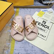 FENDI | Graphy Pink Leather Slides - 1