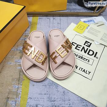 FENDI | Graphy Pink Leather Slides
