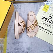 FENDI | Graphy Pink Leather Slides - 2